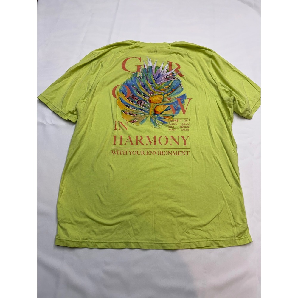 JANJI Mens Large Yellow Colorful Grow in Harmony With your Environment TShirt